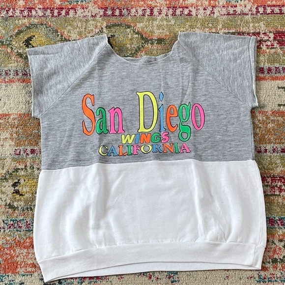 Vintage San Diego California 1980s Shortsleeve Jumper Pullover Sweatshirt - Picture 5 of 5